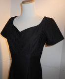 Vintage Black Crepe Beaded Dress Goth Steampunk