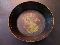 Vintage Folk Art Metal Bowl Handpainted