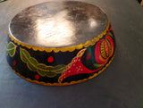 Vintage Folk Art Metal Bowl Handpainted
