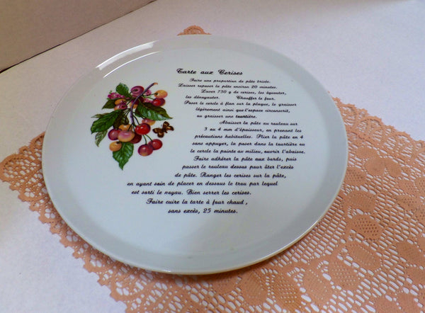 Vintage Porcelain French Platter Cherry Tart French Cookware Baker Display Cheese Plate Desserts