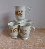 Vintage Porcelain Footed Mugs Royal Domino Mod Flowers Set of 5