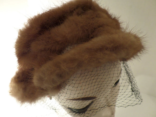 Vintage Fur Hat Mid Century