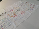 Vintage Embroidered Table Linen Primitive Fiber Art Frame It Upcycle/Repurpose Fabric