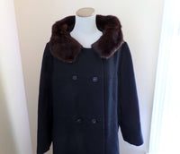 Vintage Fur Collar Overcoat Black