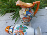 Vintage Porcelain Sugar Shaker Creamer Set Hand-painted Lusterware Muffineer Set