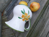 Vintage Pitcher Italy Orange Floral Relpo Circa 1970s Mediterranean Wide Mouth Pitcher