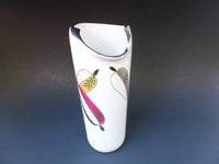 Vintage Vase Abstract Shape Curled Edge Leaves Rosebud Vase Ucagco Japan Decorative Vase Collectible Porcelain Silver Gold Accent