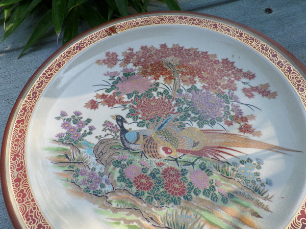 Vintage Japanese Imari Decorative Plate Pheasant Plate, Bird Plate, Orange Gold Accent, Japan Dish, Decorative Dish Mid Century Home Decor