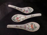 Vintage Porcelain Soup Spoons Asian Set of 3