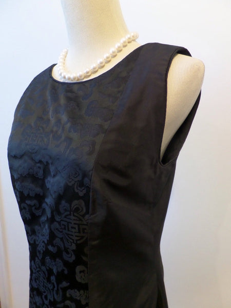 Vintage Chinese Brocade Dress Cheongsam Qipao Black Dress Asian Style Sheath Dress Hollywood Glamour