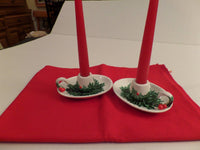 Vintage Holly Candleholders Japan Christmas Tableware Holiday Decor