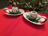 Vintage Holly Candleholders Japan Christmas Tableware Holiday Decor