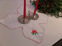 Vintage Embroidered Bun Warmer Tabletop Linens Table Scarf Christmas Candles