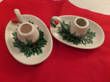 Vintage Holly Candleholders Japan Christmas Tableware Holiday Decor