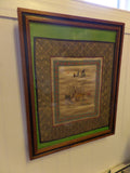 Vintage Silk Embroidery Framed Wall Hanging Asian Pagoda Weeping Willow