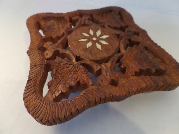 Vintage Wooden Carved Trivet India