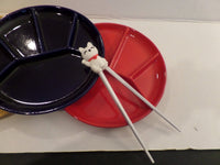 Vintage Fondue Plates Sushi Mid Century Divided Plates West Germany