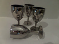 Vintage Silver Ombre Wine Glasses France Set of 4