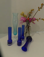 Vintage Blue Cobalt Vases EACH Single Bud Vase Home Decor Blue Glass Bud Vase Wedding Home Decor