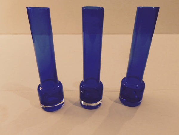 Vintage Blue Cobalt Vases EACH Single Bud Vase Home Decor Blue Glass Bud Vase Wedding Home Decor