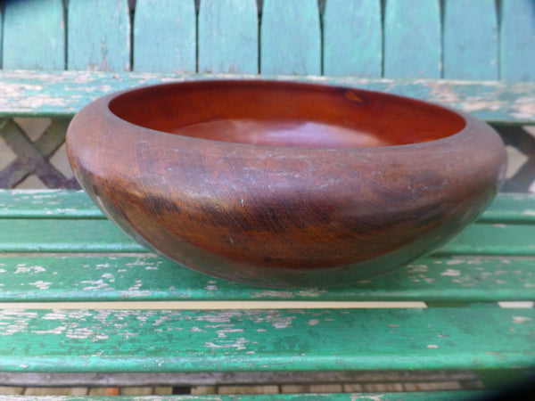 Vintage Wood Bowl Mahogany Mid Century Wooden Serving Bowl Fruit Centerpiece