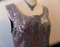 Vintage Sequin Dress Silver