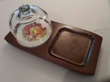 Vintage Cheese/Charcuterie Board with Dome Mid Century Entertaining Serving