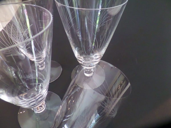 Vintage Etched Crystal Glass Water Tea Pilsner Set of 4