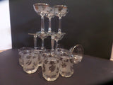 Vintage Mid Century Juice Glass Tumbler Libby Rockware Set of 7