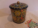 Vintage Metal Tin Box Floral Embossed Cookie Tin England Daher Storage Box Cloisonne Style Floral