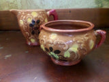 Vintage Rustic Sugar Bowl and Creamer Set Japan