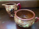 Vintage Rustic Sugar Bowl and Creamer Set Japan