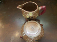 Vintage Rustic Sugar Bowl and Creamer Set Japan