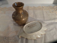 Vintage Weeping Gold Candy Dish and Vase Dixon Arts Studio 22 kt Gold