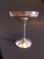 Vintage Silver Plated Coupe Glasses Made in Spain Twisted Stem Grapevines