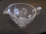 Vintage Cut Glass Footed Gravy Boat Creamer Pitcher Serving Tabletop