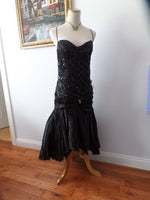 Vintage Black Sequin Bustier Style Dress Steampunk