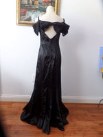 Vintage Black Satin Gown French  Style Courtesan Cabaret Steampunk