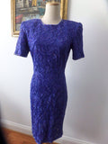 Vintage Beaded Lace Dress Purple