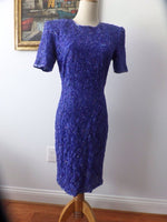 Vintage Beaded Lace Dress Purple