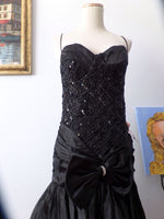 Vintage Black Sequin Bustier Style Dress Steampunk