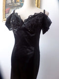 Vintage Black Satin Gown French  Style Courtesan Cabaret Steampunk