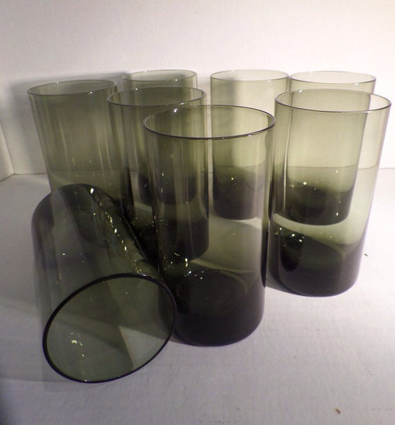 Vintage Green Crystal Tumblers Sasaki Crystal Barware Set of 4 Drinkware Smoky Green