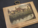 Vintage Decoupage Plaque European City Travel Wall Hanging The Rhine River Germany Austria