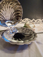 Vintage Caviar Serving Lidded Bowl Scallop Shape Silver Dish Silver Scallop Dish, Scallop Soap Dish, Sea Shell Dish, Seashell Dish