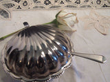 Vintage Caviar Serving Lidded Bowl Scallop Shape Silver Dish Silver Scallop Dish, Scallop Soap Dish, Sea Shell Dish, Seashell Dish