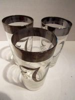 Vintage Queens Lusterware Glassware Monogrammed Initial V Initial S Initial C Initial G Dorothy Thorpe Style Silver Band Initial Tumblers