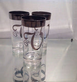 Vintage Queens Lusterware Glassware Monogrammed Initial V Initial S Initial C Initial G Dorothy Thorpe Style Silver Band Initial Tumblers