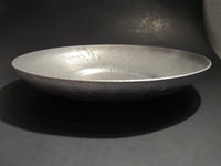 Vintage Hand Forged Aluminum Floral Serving Bowl Unmarked Mid Century Aluminum