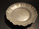 Vintage Hand Forged Aluminum Floral Serving Bowl Fluted Edge World Brand